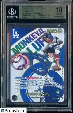 2025 One Piece Promos Dodgers X One Piece Night Monkey D. Luffy BGS 10 PRISTINE - Image 1