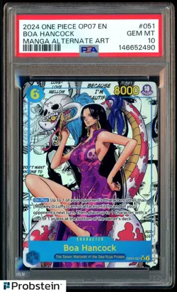 2024 ONE PIECE #OP07-051 BOA HANCOCK MANGA ALTERNATE ART SUPER RARE PSA 10 GEM - Image 1