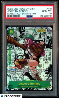 2025 One Piece OP12 EN Manga Alternate Art #118 Jewelry Bonney PSA 10 GEM MINT - Image 1