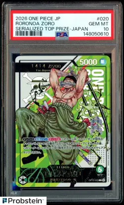 2026 One Piece Japanese Serialized Top Prize /2700 #020 Roronoa Zoro PSA 10 - Image 1