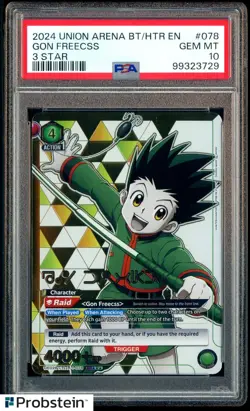 2024 UNION ARENA UE02BT/HTR HUNTER X HUNTER #078 GON FREECSS 3 STAR PSA 10 - Image 1