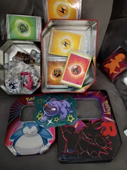 Pokemon Cards Tins Stickers Dice Lot - Image 1