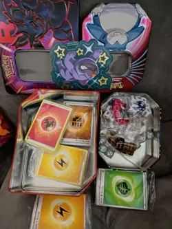 Pokemon Cards Tins Stickers Dice Lot - Image 2