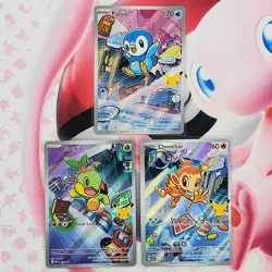 Piplup 042 + Chimchar 041 + Turtwig 040 - First Partner Pokemon Cards - #L682 - Image 1