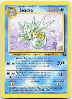 Pokemon TCG Seadra Unlimited Uncommon Fossil 42/62 NM - Image 1