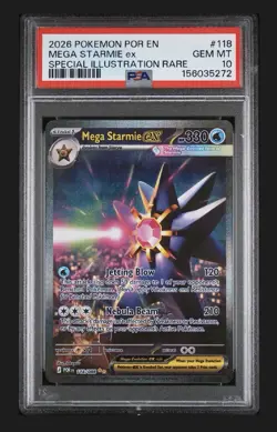 2026 POKEMON PERFECT ORDER SPECIAL ILLUSTRATION RARE #118 MEGA STARMIE EX PSA 10 - Image 1