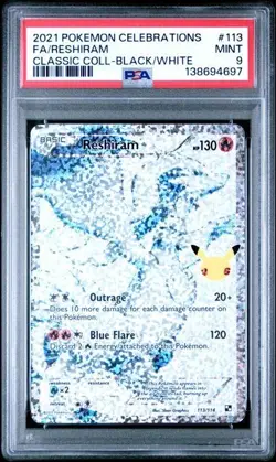 2021 POKEMON CELEBRATIONS CLASSIC COLLECTION #113 FULL ART/RESHIRAM PSA 9 Mint - Image 1