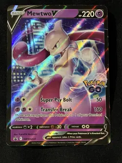 Pokemon TCG Mewtwo v Full Art Holo Ultra Rare Pokemon Go SWSH223_ - Image 1
