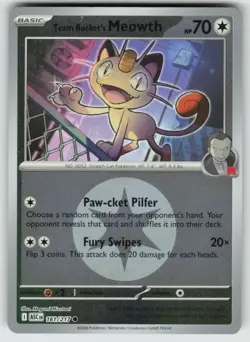 Team Rocket's Meowth (Energy Symbol) 161/217 Ascended Heroes Rev. Holo NM - Image 1
