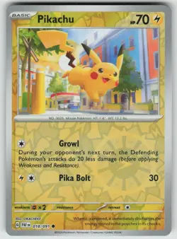 Pikachu 018/091 Common Paldean Fates Pokemon Reverse Holo Near Mint - Image 1