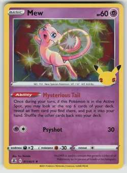 Mew 011/025 Holo Rare Celebrations Pokemon Lightly Played - Image 1