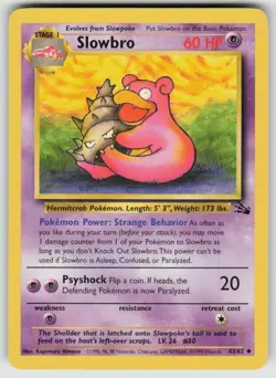 Slowbro 43/62 Uncommon Fossil Pokemon Moderately Played - Image 1