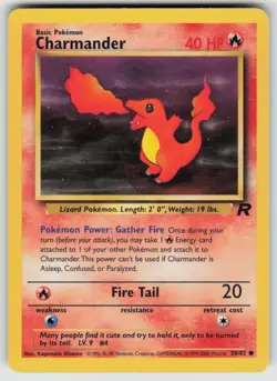 Charmander 50/82 Common Team Rocket Pokemon Unlimited Moderately Played - Image 1