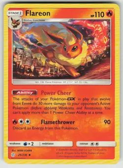 Flareon 25/236 Uncommon Cosmic Eclipse Pokemon Moderately Played - Image 1