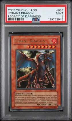 2003 Yu-Gi-Oh! LOD-034 Tyrant Dragon Legacy of Darkness PSA 9 Mint - Image 1
