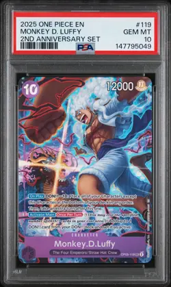 2025 One Piece Monkey D. Luffy 2nd Anniversary Set Alt Art SEC OP05-119 PSA 10 - Image 1
