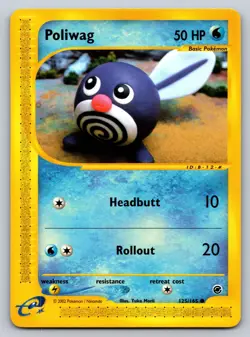 2002 Poliwag 125/165 Common Regular Pokemon Card Expedition LP - Image 1