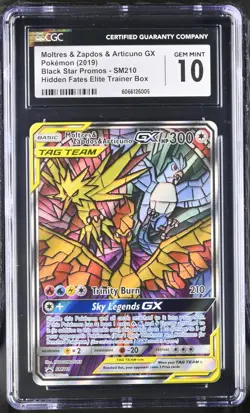 Pokemon Card CGC 10 Moltres & Zapdos & Articuno GX Hidden Fates ETB Promo SM210 - Image 1