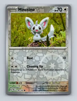 Minccino 136 2024 Pokemon Temporal Forces Yuka Morii Reverse Holo Card NM+ (a) - Image 1