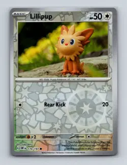 Lillpup 170 2023 Pokemon Obsidian Flames Yuka Morii Reverse Holo Card NM+ (a) - Image 1