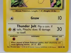 Pikachu 58/102 Yellow Cheeks Base Set Pokemon Card LP WOTC 1999 - Image 3