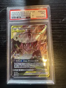 Pokemon TCG Espeon Deoxys GX Tag Team Black Star #SM240 Promo PSA 9 MINT - Image 1