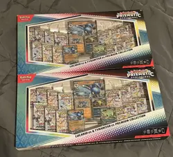 2 x Pokemon Prismatic Evolutions Lucario EX and Tyranitar EX Premium Collection - Image 1