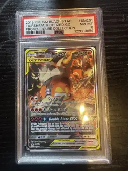 Pokemon TCG Sun & Moon Black Star Promo PSA 8 Reshiram & Charizard GX SM201 - Image 1
