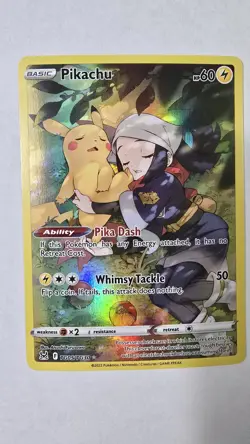 Pokemon Pikachu TG05/TG30 Full Art Ultra Rare Holo Card Swsh11 Lost Origin - Image 1