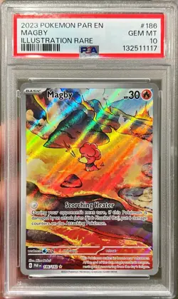 2023 Pokemon Paradox Rift Magby Illustration Rare 186/182 PSA 10 Gem Mint - Image 1