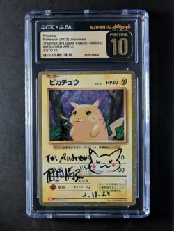 2023 Pokemon Classic MITSUHIRO ARITA Signed & Sketched PIKACHU 008/032 CGC 10 - Image 1