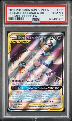 [PSA 10] Solgaleo & Lunala GX 216/236 Cosmic Eclipse Alternate Art Rare POKEMON - Image 1