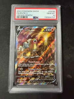 2023 POKEMON SWORD & SHIELD CROWN ZENITH #GG36 FULL ART/ENTEI V PSA 10 - Image 1