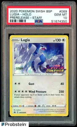 2020 Pokemon SWSH BSP Pre-Release Staff #069 Lugia Holo PSA 10 GEM MINT - Image 1
