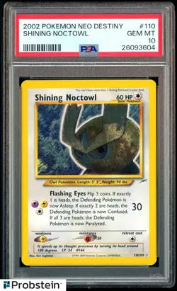 2002 Pokemon Neo Destiny #110 Shining Noctowl PSA 10 GEM MINT - Image 1