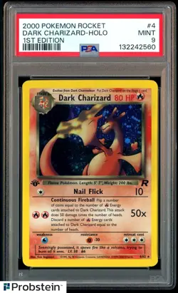 2000 Pokemon Rocket 1st Edition #4 Dark Charizard - Holo PSA 9 MINT - Image 1