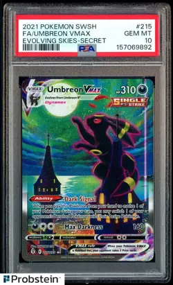 2021 Pokemon SWSH Evolving Skies Secret #215 FA Umbreon VMAX PSA 10 GEM MINT - Image 1