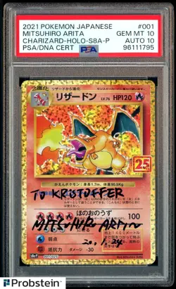 Mitsuhiro Arita Signed 2021 Pokemon JPN Charizard Holo S8a PSA/DNA 10 AUTO 10 - Image 1