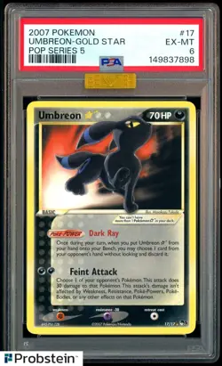 2007 Pokemon Pop Series 5 #17 Umbreon Gold Star PSA 6 " MBA 7 NM GOLD DIAMOND " - Image 1