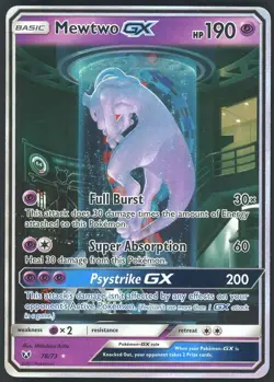 2017 Pokemon Sun & Moon Shining Legends Secret #78 Mewtwo GX - Image 1