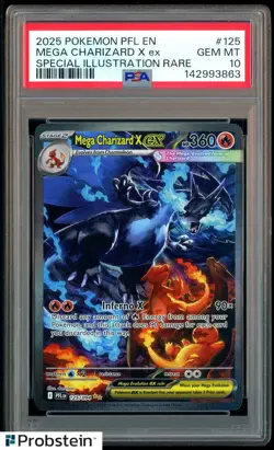 2025 POKEMON PFL EN-PHANTASMAL FLAMES #125 MEGA CHARIZARD X EX PSA 10 GEM MINT - Image 1