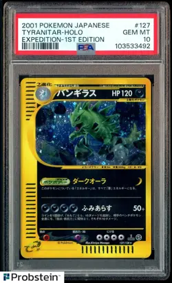 2001 Pokemon Japanese Expedition 1st Edition #127 Tyranitar Holo PSA 10 GEM MINT - Image 1