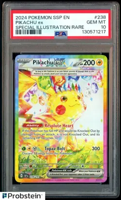 2024 Pokemon SSP EN #238 Pikachu ex Special Illustration Rare PSA 10 GEM MT - Image 1