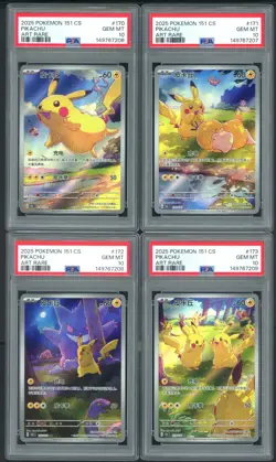 2025 Pokemon 151 S. Chinese Pikachu AR #170 171 172 173 PSA 10 Sequential Set - Image 1