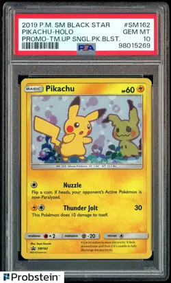 2019 Pokemon SM BSP Team Up Single Pack Blister #SM162 Pikachu Holo PSA 10 - Image 1