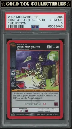 PSA 10 ⭐ MetaZoo Carmel Area Creature 86 Reverse Holo UFO 1st Edition Card - Image 1