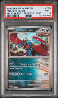 ROARING MOON #065 MASTER BALL REVERSE HOLO 2025 POKEMON PRISMATIC EVOLUTIONS 9 - Image 1
