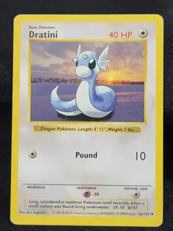 Pokemon TCG Dratini Uncommon 26/102 Shadowless Dragonair Rare 18/102 Base LP/MP - Image 3