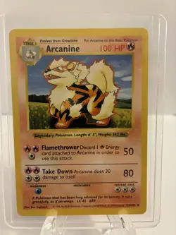 Pokemon Arcanine Shadowless 23/102 Base Set LP-MP - Image 1