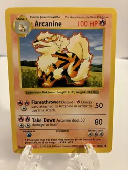 Pokemon Arcanine Shadowless 23/102 Base Set LP-MP - Image 2